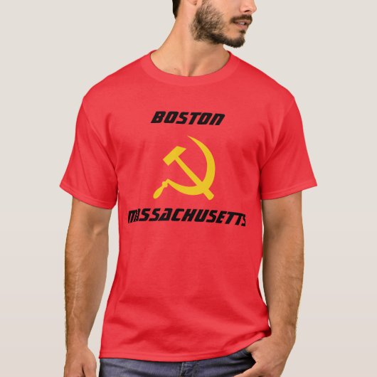 Boston, Massachusetts Hammer & Sickle Kommunist T-Shirt (Vorderseite)