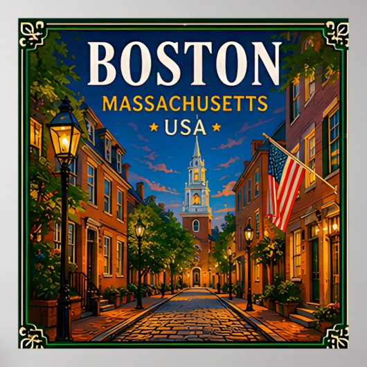 🍁 Boston Massachusetts Historischer Besuch 🍁 Poster (Vorne)