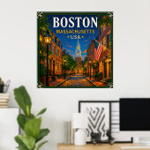 🍁 Boston Massachusetts Historischer Besuch 🍁 Poster (Heimbüro)