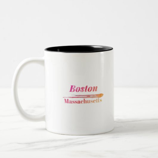 Boston Massachusetts Low Poly Zweifarbige Tasse (Links)