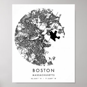 Boston Massachusetts Minimal Modern Circle Street Poster