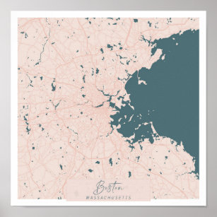 Boston Massachusetts Pink und Blue Niedlich Poster