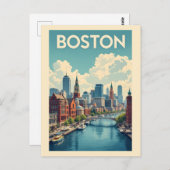 Boston Massachusetts Postkarte (Vorne/Hinten)