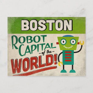 Boston Massachusetts Robot - Funny Vintag Postkarte
