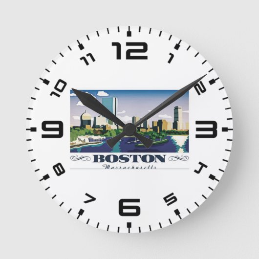 Boston, Massachusetts Runde Wanduhr (Vorderseite)