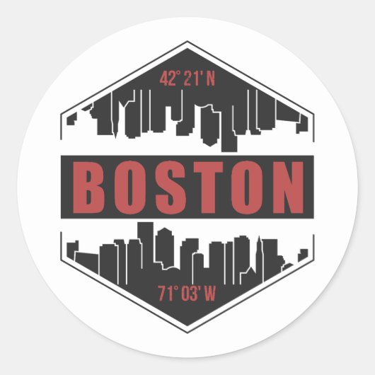 Boston Massachusetts Runder Aufkleber (Vorderseite)
