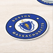 Boston Massachusetts Runder Pappuntersetzer (Angewinkelt)