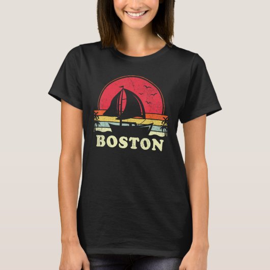 Boston Massachusetts Sail Boat Boating Captain Sai T-Shirt (Vorderseite)