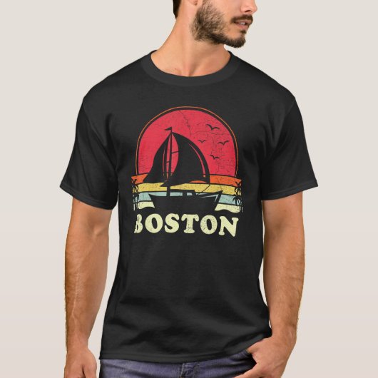 Boston Massachusetts Sail Boat Boating Captain Sai T-Shirt (Vorderseite)