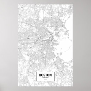 Boston, Massachusetts (schwarz auf weiß) Poster