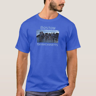Boston Massachusetts Skyline Art Oversified T-Shirt