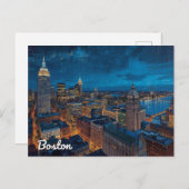 Boston Massachusetts Skyline Art Postkarte (Vorne/Hinten)