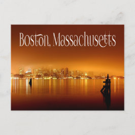 Boston, Massachusetts, Skyline At Night - USA Postkarte