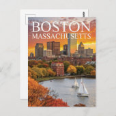 Boston Massachusetts Skyline Autumn Sailboats Post Postkarte (Vorne/Hinten)