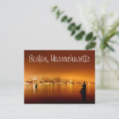 Boston, Massachusetts, Skyline bei Nachtkarte Postkarte (Stehend Vorderseite)