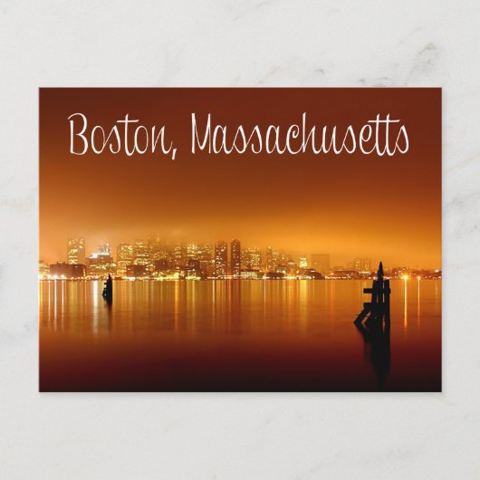 Boston, Massachusetts, Skyline bei Nachtkarte Postkarte (Vorderseite)