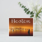 Boston, Massachusetts, Skyline bei Nachtkarte Postkarte (Stehend Vorderseite)
