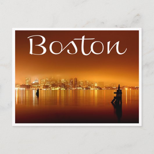 Boston, Massachusetts, Skyline bei Nachtkarte Postkarte (Vorderseite)