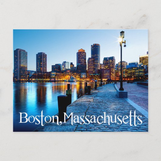 Boston Massachusetts Skyline bei Sunset Post Card Postkarte (Vorderseite)