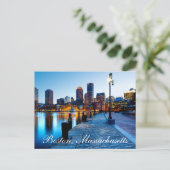 Boston Massachusetts Skyline bei Sunset Post Card Postkarte (Stehend Vorderseite)
