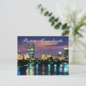 Boston Massachusetts Skyline bei Sunset Postcard Postkarte (Stehend Vorderseite)
