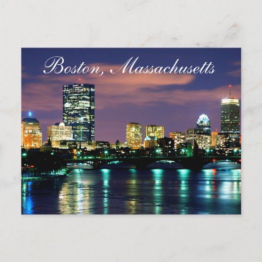 Boston Massachusetts Skyline bei Sunset Postcard Postkarte (Vorderseite)