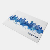 Boston Massachusetts Skyline Blue Fußmatte (Schrägansicht)