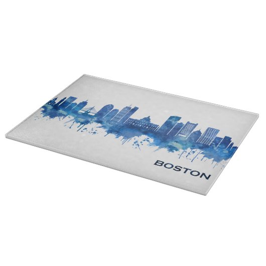 Boston Massachusetts Skyline Blue Schneidebrett (Ecke)