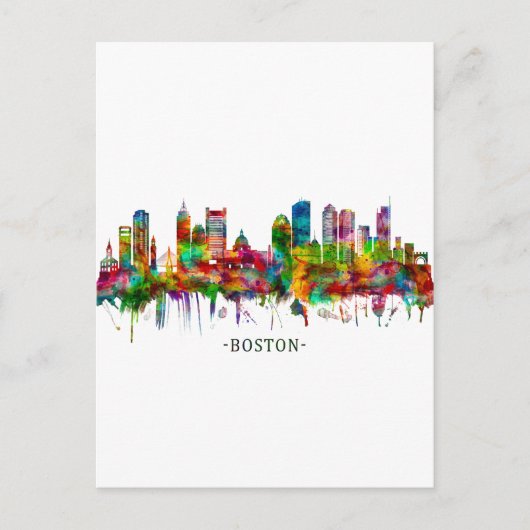 Boston Massachusetts Skyline Einladungspostkarte (Vorderseite)