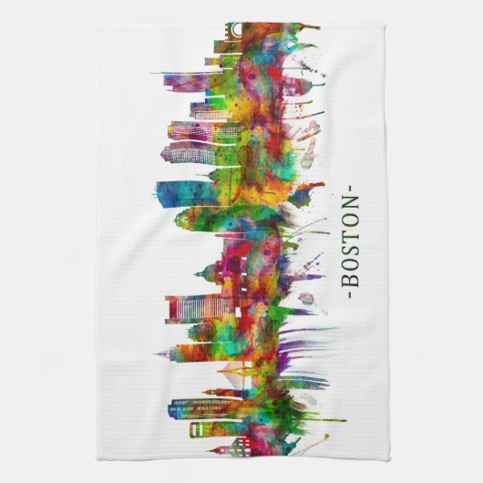 Boston Massachusetts Skyline Geschirrtuch (Vertikal)