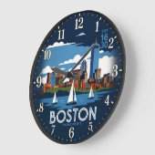 Boston Massachusetts Skyline Große Wanduhr (Winkel)