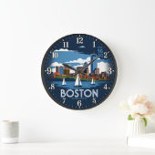 Boston Massachusetts Skyline Große Wanduhr (Zuhause)
