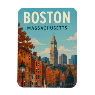 Boston Massachusetts Skyline Historische Reiseerin Magnet