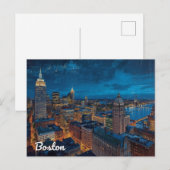 Boston Massachusetts Skyline Kunst Postkarte (Vorne/Hinten)