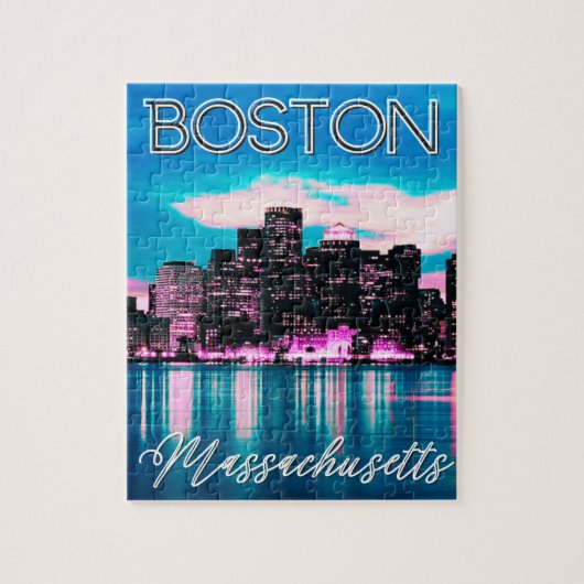 Boston Massachusetts Skyline Puzzle (Vertikal)