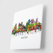 Boston Massachusetts Skyline Quadratische Wanduhr (Winkel)