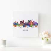 Boston Massachusetts Skyline Quadratische Wanduhr (Zuhause)