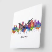 Boston Massachusetts Skyline Quadratische Wanduhr (Winkel)
