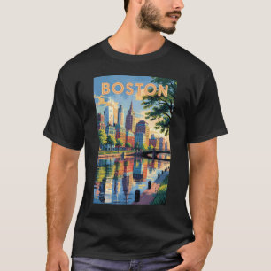 Boston Massachusetts Skyline Reise Kunst Vintage T-Shirt
