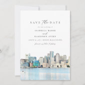 BOSTON MASSACHUSETTS Skyline Save the Date einlade Einladung (Vorderseite)
