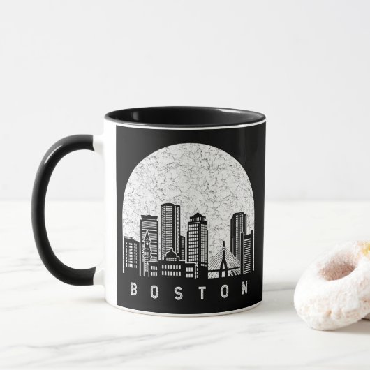 Boston Massachusetts Skyline Tasse (Mit Donut)