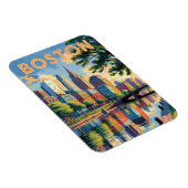 Boston Massachusetts Skyline Travel Art Vintag Magnet (Rechte Seite)
