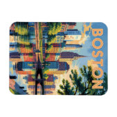 Boston Massachusetts Skyline Travel Art Vintag Magnet (Horizontal)