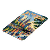 Boston Massachusetts Skyline Travel Art Vintag Magnet (Linke Seite)