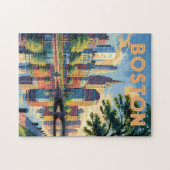 Boston Massachusetts Skyline Travel Art Vintag Puzzle (Horizontal)