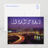 Boston Massachusetts Skyline USA - Zakim Bridge Postkarte (Vorne/Hinten)