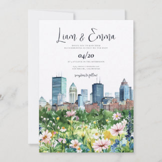 BOSTON Massachusetts Skyline Wedding Invitation Einladung