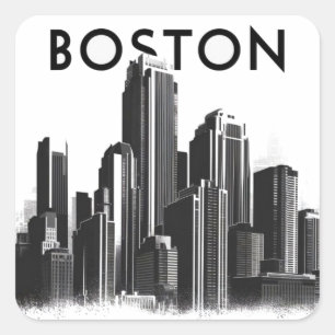 Boston Massachusetts Stadt Skyline, Boston Stadt K Quadratischer Aufkleber