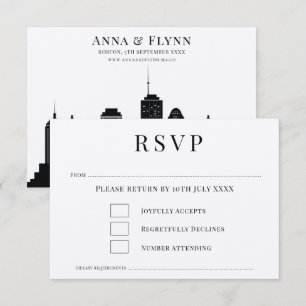 Boston Massachusetts Stadt Skyline Hochzeit RSVP E Einladung