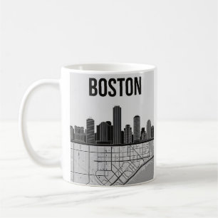 Boston Massachusetts Stadt-Skyline mit Karte Kaffeetasse